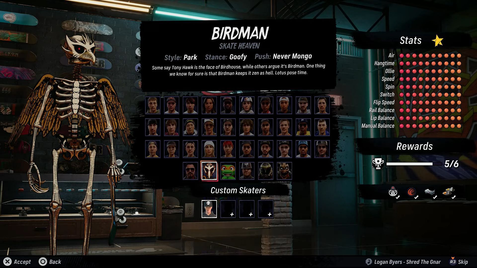 Birdman in Tony Hawk's Pro Skater 3+4 (Image via Activision/YouTube @JSkeleton)